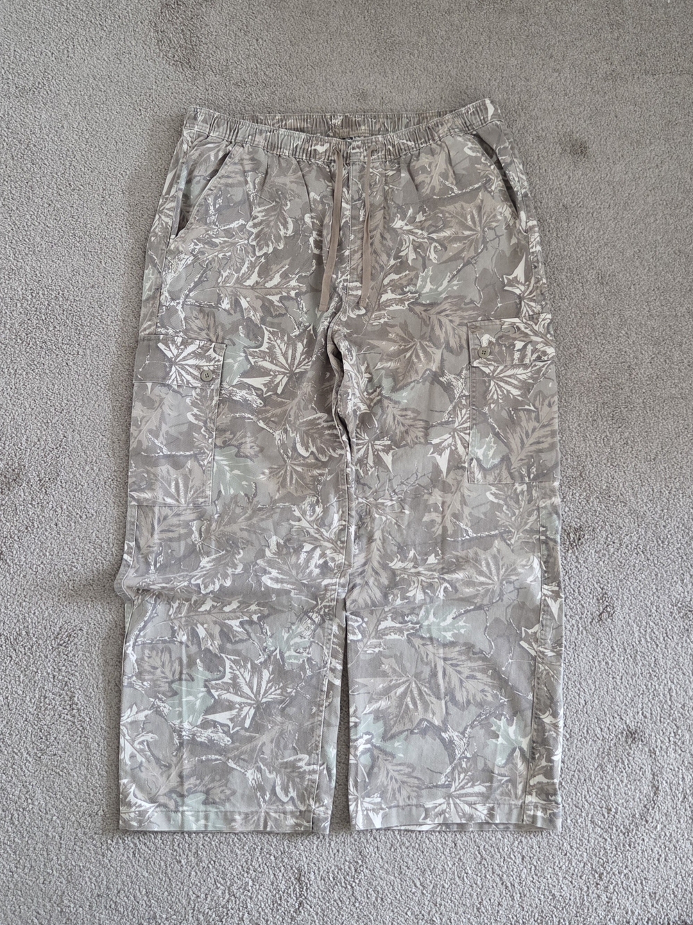Y2K Original Use Camo Cargo Pants With Leaf Print Men's XXL